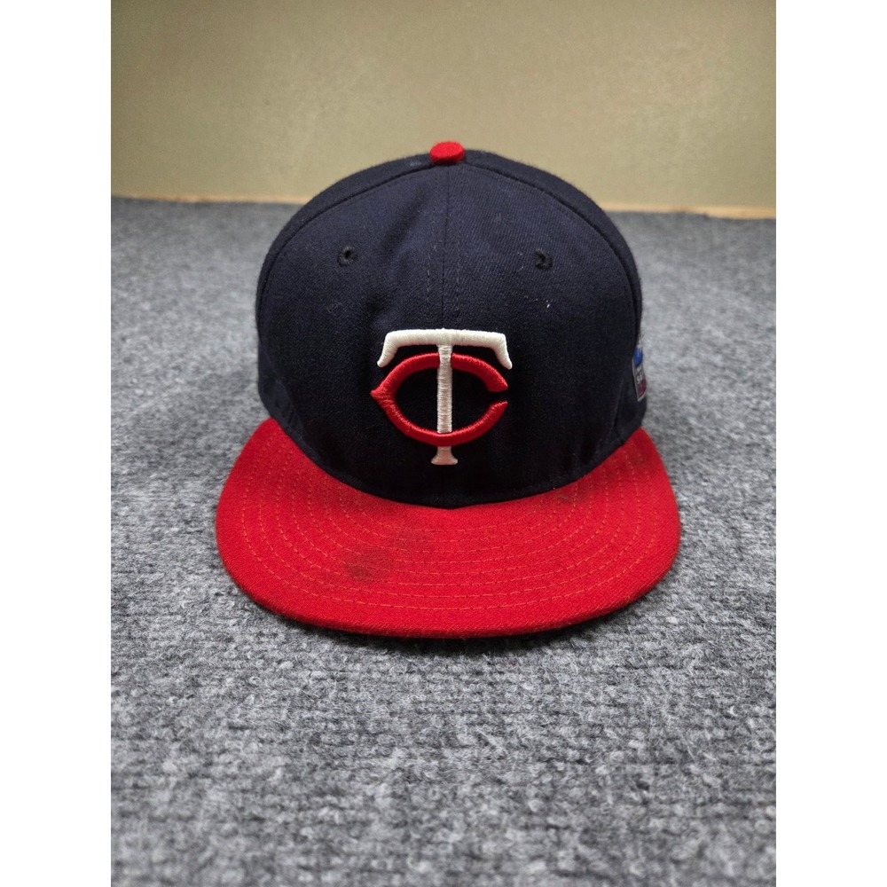 Minnesota Twins Fitted Hat Mens 7 3/8 New Era 2010 Inaugural Season Navy Red